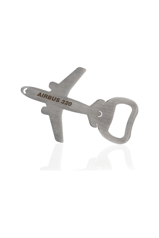 Zekupp Airbus A320 Uçak Modeli Şişe Açacağı, Paslanmaz Çelik Magnetli Uçak Figürlü Gazoz Açacağı, Gümüş Gri Renkte Mutfak Ekipmanı Gri