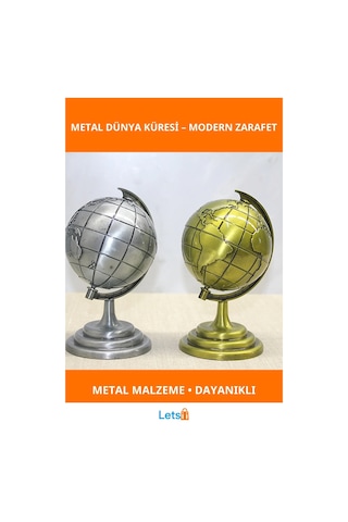 Metal Dünya Küre Altın Gümüş Tasarım Dekoratif Aksesuar Diğer