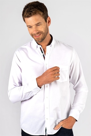 Tudors Klasik Fit Rahat Kesim Poplin Oxford Erkek Gömlek-23387 Beyaz