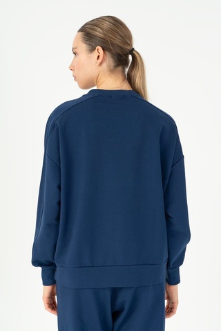 Maraton Oversize Kadın Bisiklet Yaka Açık Lacivert Sweatshirt Açık Lacivert