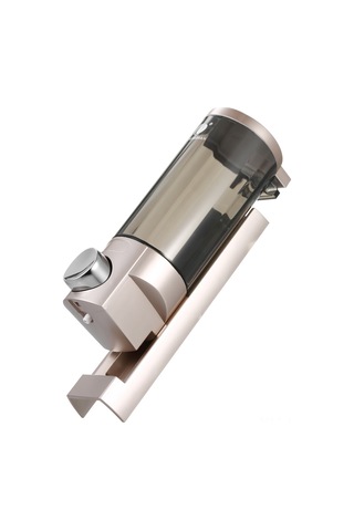 Vkemall Duvar Montajlı 300ml Sabun Dispenseri, Cam Arka Pencereli, Kilitleme Fonksiyonu, Ev Otel Banyo Kullanıma Uygun, Şampanya Altın, Abs+pc Malzeme, El İle Basma, Transparan Şişe Şampanya Altın