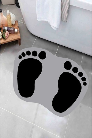Eco Concept Ayak İzi Kaymaz Taban Banyo Paspası Gri