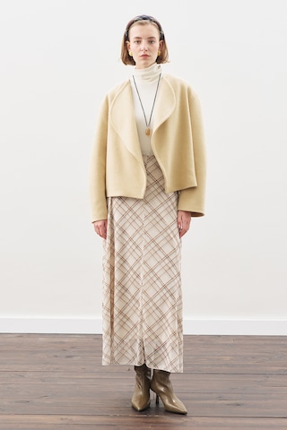 Desenli Tül Etek Bej Ekose Bej Ekose