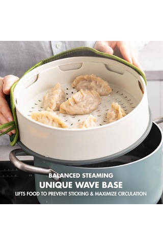 Steamy Buharda Pişirici 24 Cm Krem Renk, Sağlıklı Pişirme, Yapışmaz Kaplama, Bulaşık Makinesinde Yıkanabilir