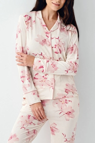 Pierre Cardin Modal 9056 Uzun Kol Önden Düğmeli Kadın Pijama Takımı V1 Krem