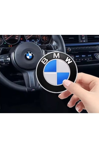 Bmw Siyah Beyaz Direksiyon Damla Stıcker Logo 45mm Siyah