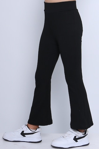 Kız Çocuk Tayt İspanyol Paça Düz Renk D17 Siyah