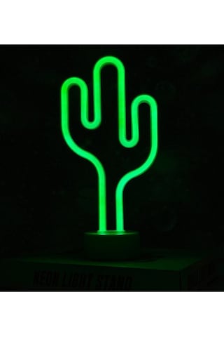Mobgift Yeşil Kaktüs Tasarımlı Neon Lamba Renkli
