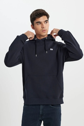 Lee Regular Fit Normal Kesim Pamuk Kapüşonlu Şardonlu Sweatshirt - L80yry Siyah