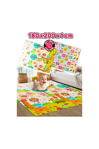 Neşeli Zürafa +Animals Katlanabilir Oyun Halısı -eEstra Large - 180x200x1 Cm-Taşıma Çantası Yanında