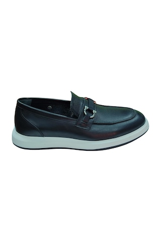 Rego 1774 Erkek Siyah 40-44 Deri Tokalı Loafer Ayakkabı Siyah