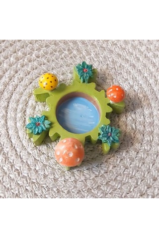 Uretti - Pınar 2572 2721 El Yapımı Mantar Motifli Sevimli Minyatür Mumluk Yeşil