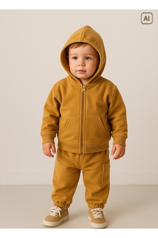 Organik Letonya Kadife 2'li Takım Hardal HARDAL