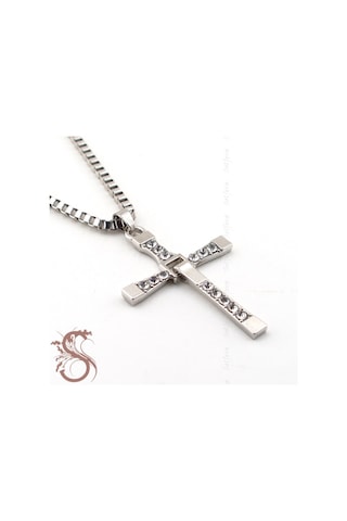Solfera Solfera Kalin Zincirli Taşli Haç Kolye K709 Gümüş
