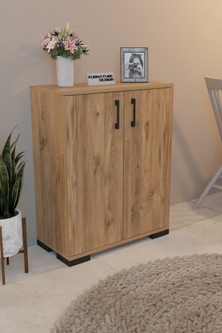 2 Kapaklı Çok Amaçlı Raflı Erzak Mutfak Dolabı - Atlantik Çam