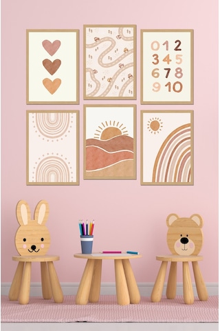 Dekorize Mdf Tablo Seti 6 Parça 3 Mm - Çocuk Odası Duvar Dekoru 6010 13 X 17