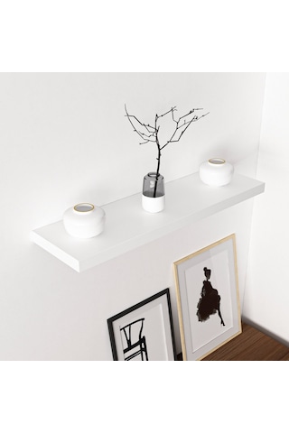 Minar Gizli Tutuculu Duvar Rafı 80 Cm - Beyaz