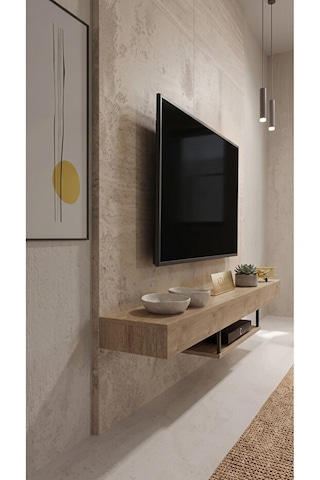 Modern 150 Cm Duvara Monte Tv Ünitesi Çok Amaçlı Televizyon Ünitesi Dekoratif Tv Sehpası Sonomo