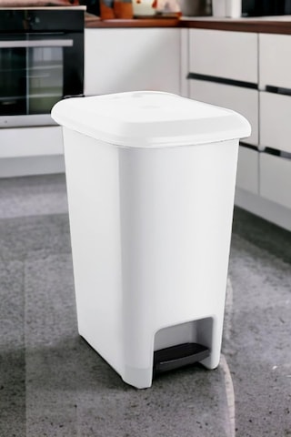 Melkan Home Slim Pedallı Çöp Kovası 60 Litre & Büyük Boy Pedallı Çöp Kovası Beyaz Beyaz Genel