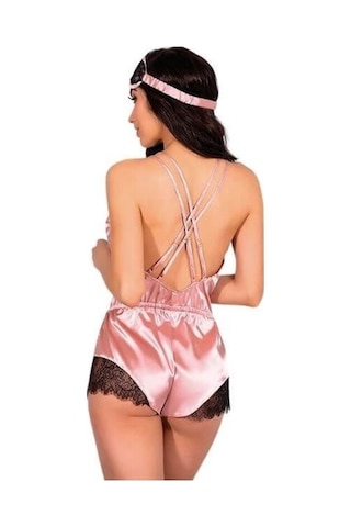 New Dreams Pembe Dantelli Saten Fantezi Gecelik 8298
