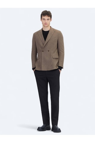 Kip Kahverengi Modern Fit Yün Karışımlı Ceket Kahverengi