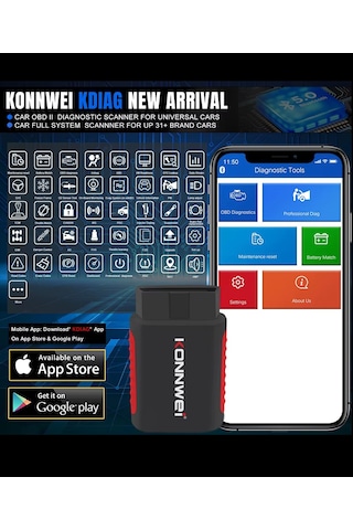 Konnwei Profesyonel Mini Bluetooth Tarayıcı Cihaz İos/android Kdıag App
