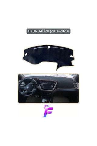 Hyundai İ20 2014-2020 Uyumlu Ön Torpido Örtüsü Kolay Montaj Kaymaz Tasarım Tam Koruma G44 Gri