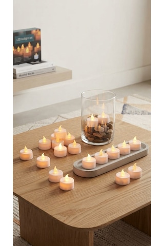 4'lü Pilli Led Tealight Mum Seti - Sıcak Sarı Işık - Piller Dahildir - Dekoratif Yalancı Mum