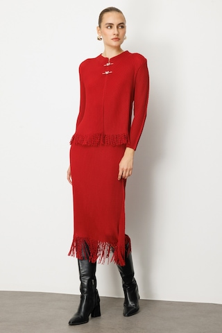 Ekol Kadın Beli Lastikli Püsküllü Etek 3911 Bordo Bordo