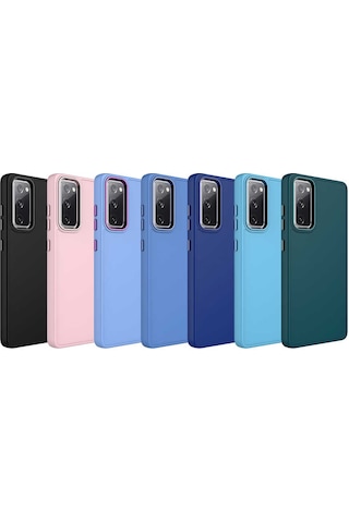 Galaxy S20 Fe Kılıf Metal Çerçeve Ve Buton Tasarımlı Silikon Zore Luna Kapak Sierra Mavi