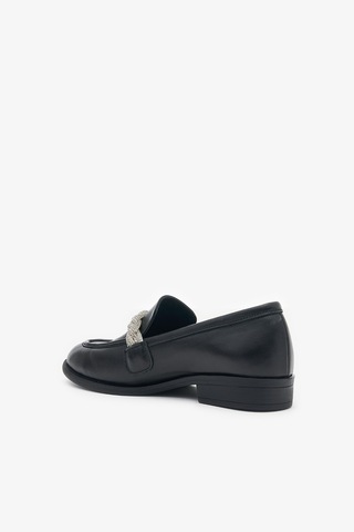 Louis Cardy Jewel Siyah Deri Kadın Taşlı Loafer