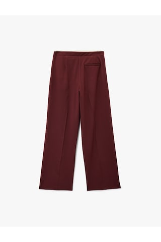 Koton Cepli Pile Detaylı Beli Bağcıklı Geniş Paça Kumaş Pantolon Bordo 6wak40185pw Bordo