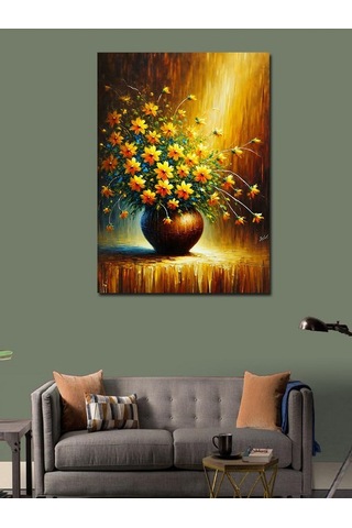 Kanvas Tablo Vazoda Sarı Çiçekler 50cmx70cm