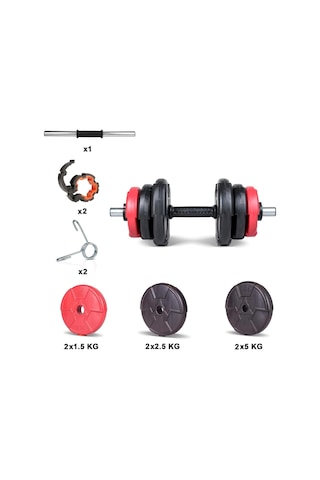Ecg Kırmızı Spor 18 Kg 1x 18kg Dambıl Seti Kırmızı Siyah Vinyl 18 Kg Dambıl Seti