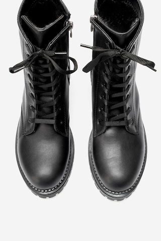 Luvi Shoes Barrel Siyah Cilt Bağcıklı Fermuarlı Kadın Postal Bot