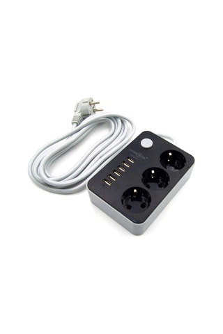 Akım Koruyuculu 6usb Port Hızlı Şarjlı 3lü Priz