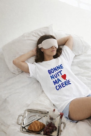Kadın Premium Kumaş Yazı Baskılı Oversize T-shirt Ekru