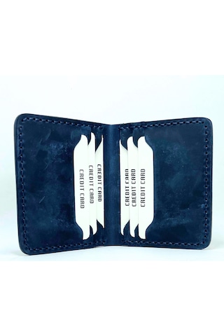 El Yapımı Hakiki Deri Premium Cüzdan Lacivert