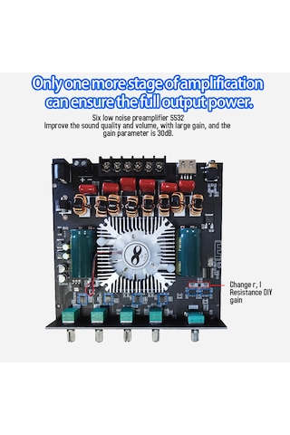 Vkemall Zk-as21 Kompakt 2.1 Kanal Tpa3255 Bt Dijital Güç Amplifikatörü Kartı Modülü Yüks Siyah