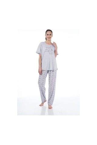 Pjs Estiva 22151 Kadın Kuğulu Viskon Kısa Kollu Büyük Beden Pijama Ta