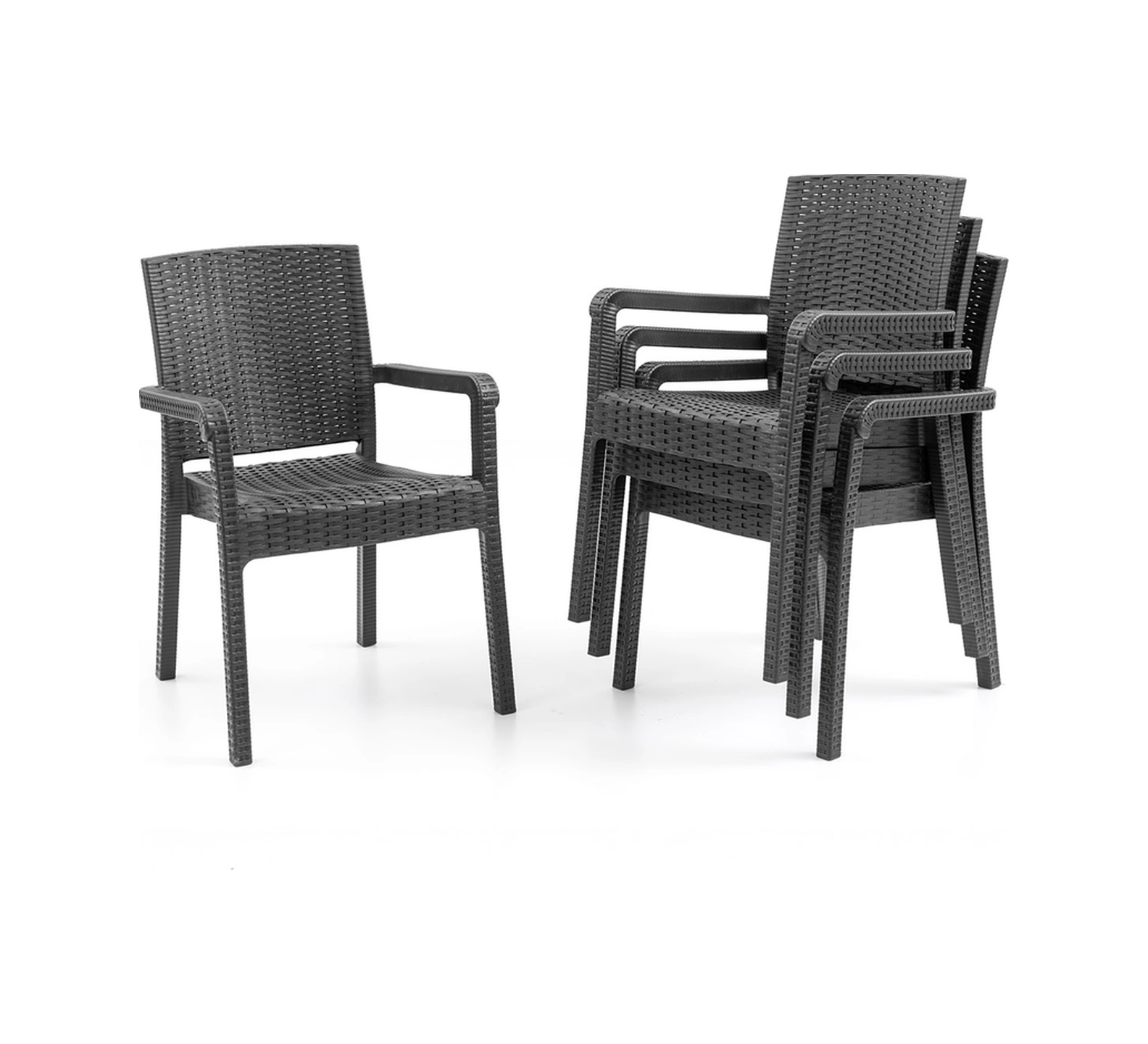 King 4'lü Rattan Sandalye Siyah Siyah