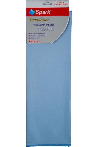 6 Adet Spark Kristal Mikrofiber Cam Silme Bezi Ve Genel Temizlik & Kurulama Bezi 40x40 Cm. Mavi
