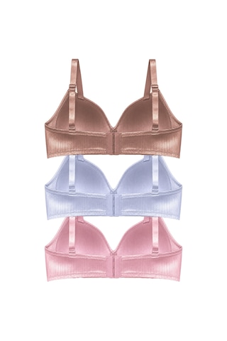 Cottonill Bra - Elvia Büyük Beden Parlak Balensiz Straplez Minimizer Kadın Sütyen 3'lü Paket Çok Renkli