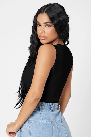 Angbutik Kadın Siyah Kare Yaka Crop Top Bluz