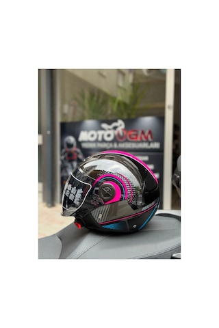 Fx-101 Pink Woman Yarım Camlı Kask Çok Renkli