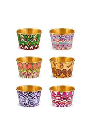 Cupcake Kapsülü 24'lü Mandala Desenli Gold Varaklı Asetat Kutulu Kek Ve Muffin Pişirme Kapsülü