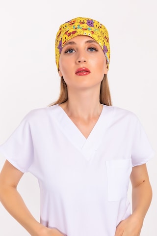Sarı Emojiler Desenli Doktor Hemşire Veteriner Aşçı Hastane Cerra
