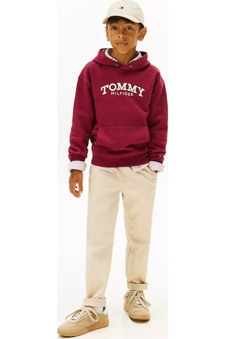 Tommy Hilfiger Erkek Çocuk Logolu Kapüşonlu Sweatshirt - Bordo Rich Cherry