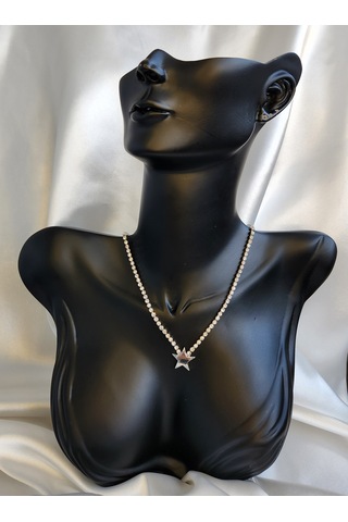 Kristal Taşlı Yıldız - Gece - Şık - Zarif - Su Yolu Kolye Chooker