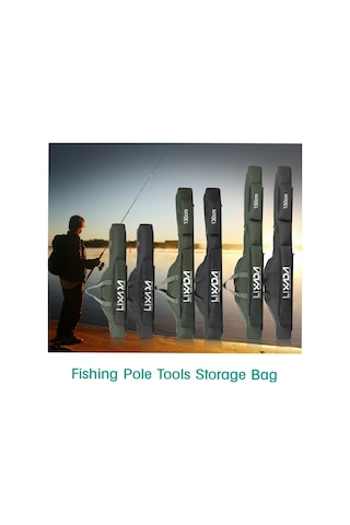 Lixada-150cm Balıkçılık Çantası Taşınabilir Katlanır,siyah
